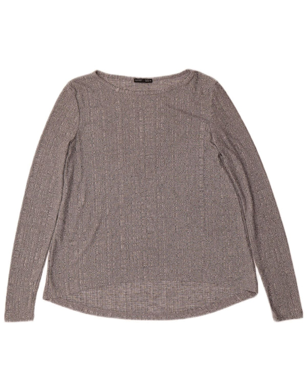 Zara Damen Top Langarm UK 10 Small Grau meliert