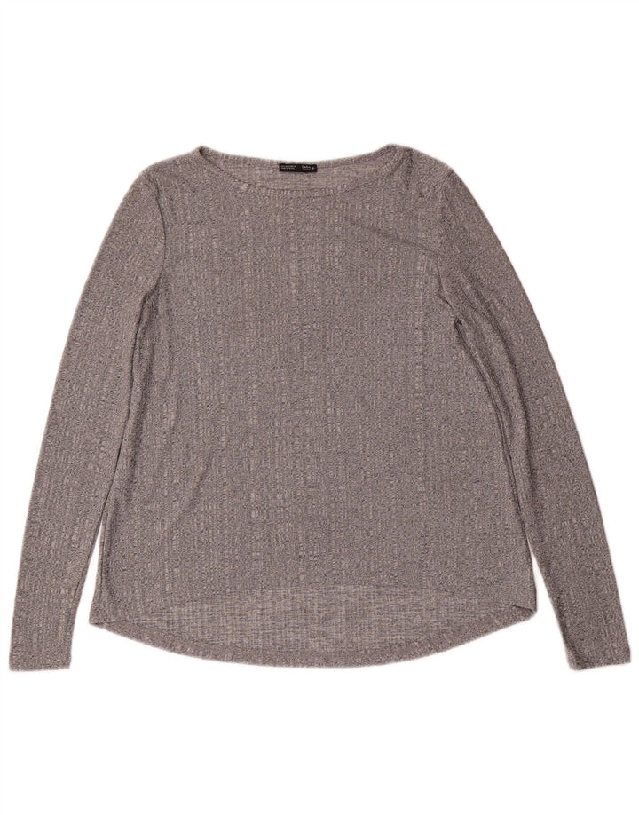 Zara Damen Top Langarm UK 10 Small Grau meliert