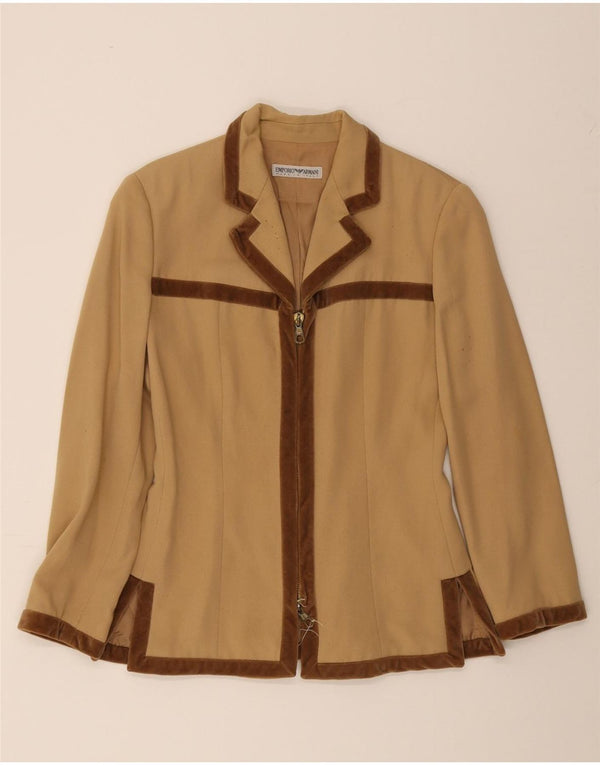EMPORIO ARMANI Womens Blazer Jacket IT 44 Medium Beige Wool