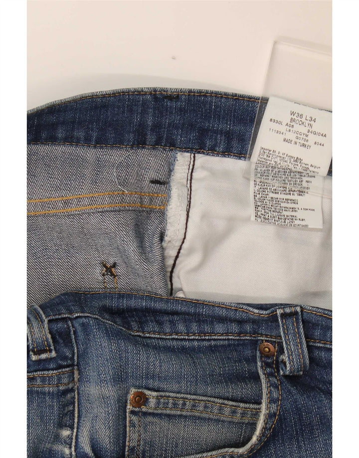 Lee Herren Brooklyn Straight Jeans W36 L34 Blaue Baumwolle