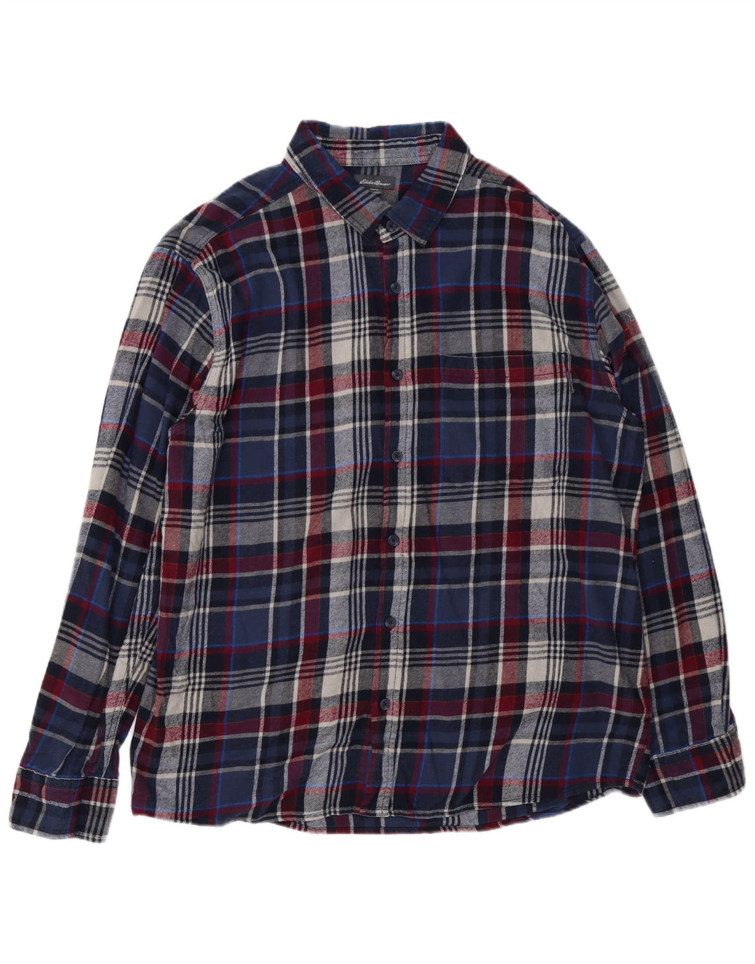 EDDIE BAUER Herren Flanellhemd 2XL Marineblau kariert Baumwolle
