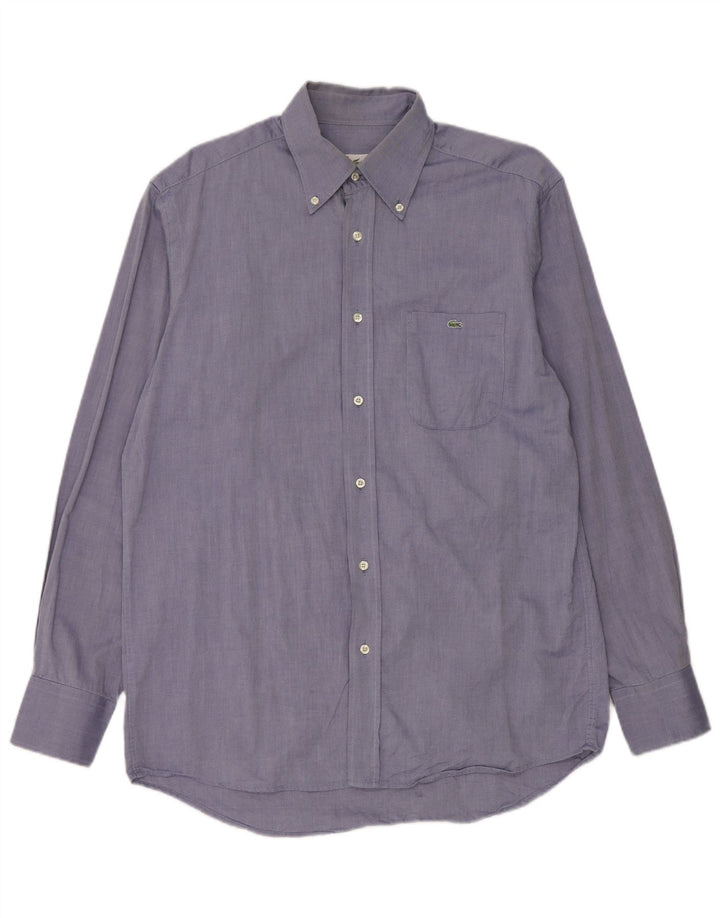 Lacoste Herrenhemd Größe 40 mittelblaue Baumwolle