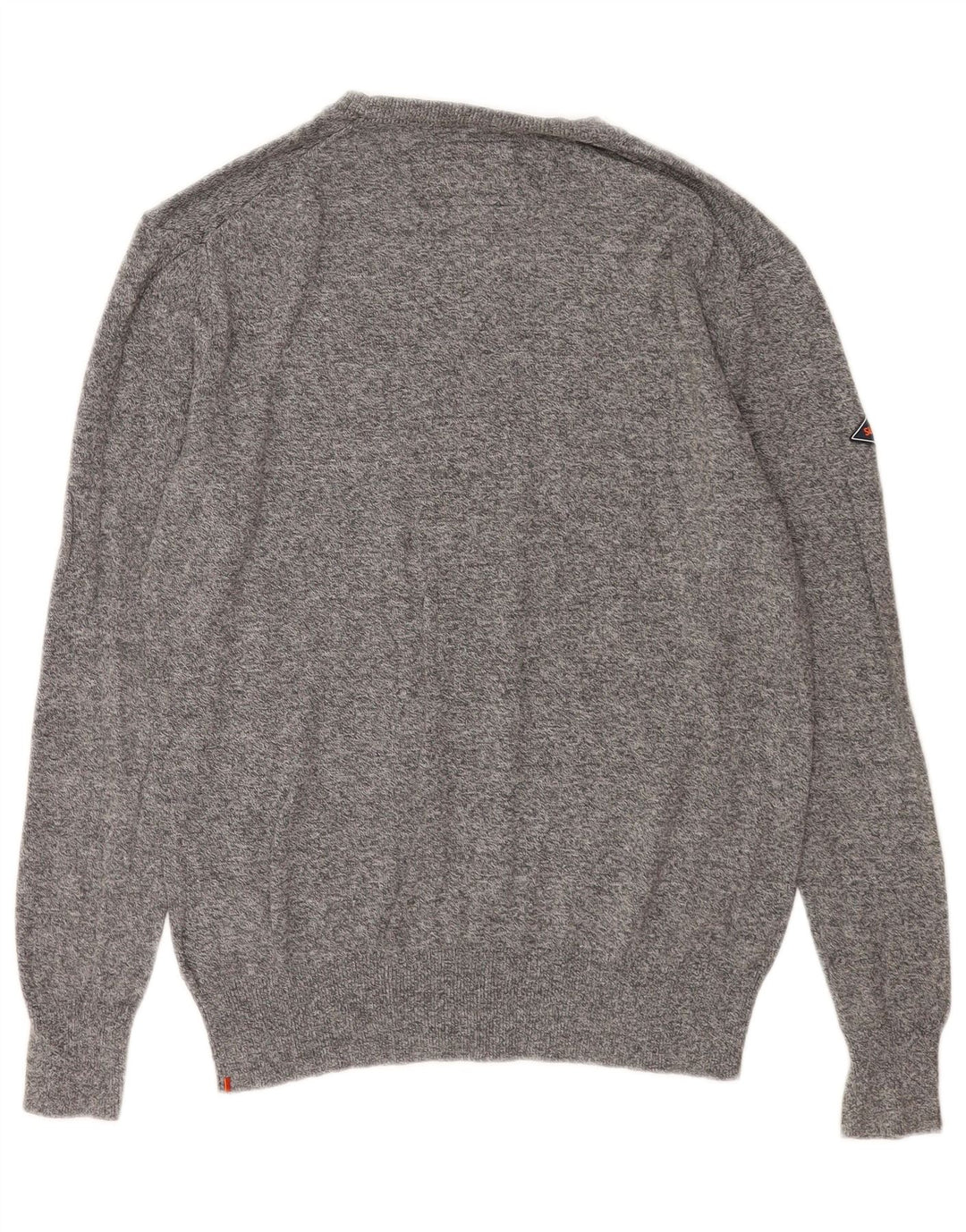 Superdry Herren-Pullover mit U-Boot-Ausschnitt aus mittelgrauer Baumwolle