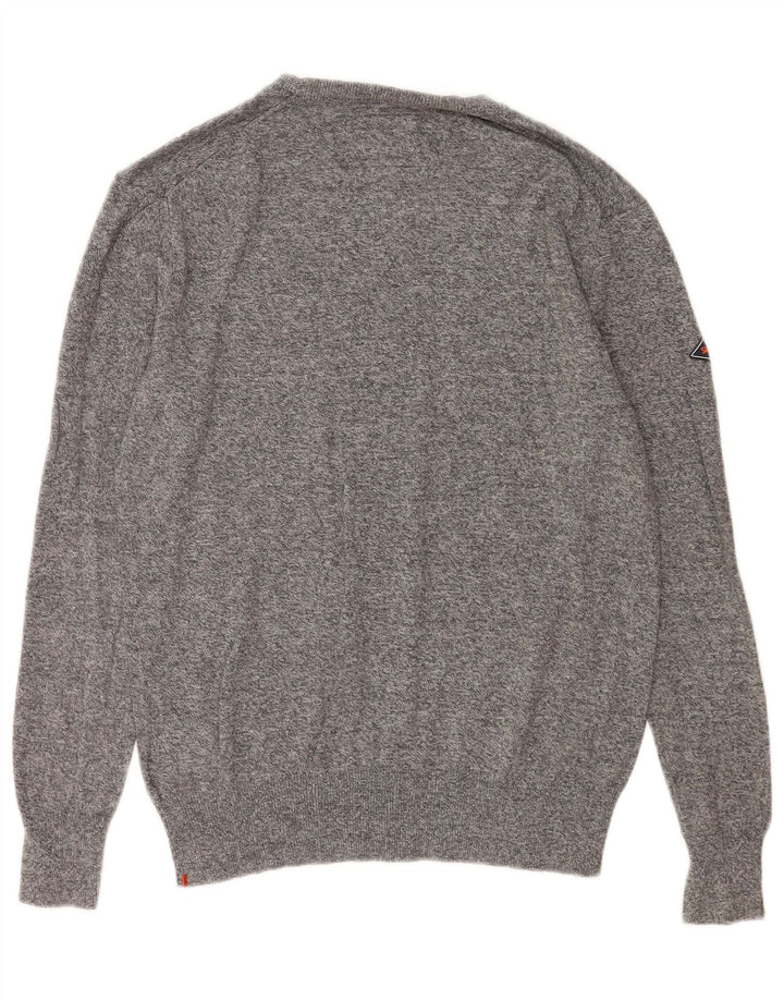 Superdry Herren-Pullover mit U-Boot-Ausschnitt aus mittelgrauer Baumwolle
