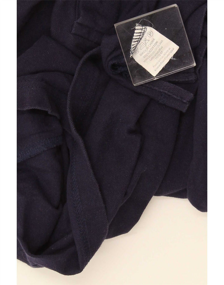 Reebok Herren-Langarm-Poloshirt, mittelmarineblaue Baumwolle