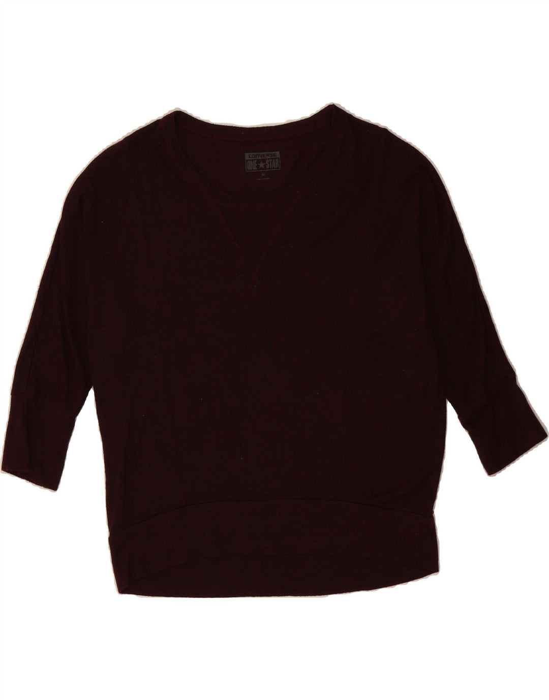 CONVERSE Womens Boat Neck Jumper Sweater UK 14 Medium Maroon Flecked Vintage Converse and Second-Hand Converse from Messina Hembry 