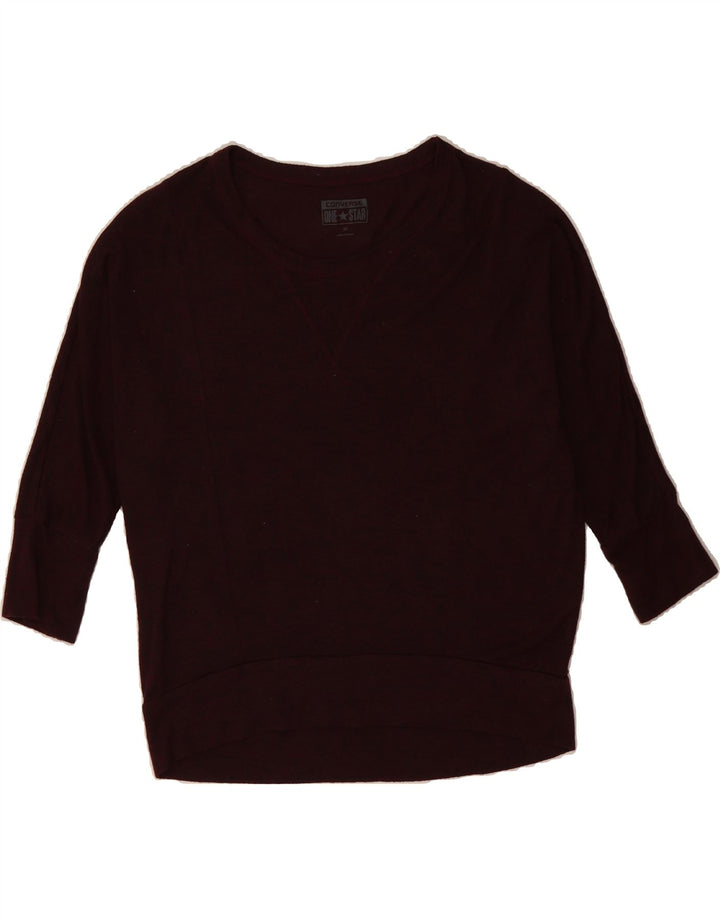 CONVERSE Womens Boat Neck Jumper Sweater UK 14 Medium Maroon Flecked Vintage Converse and Second-Hand Converse from Messina Hembry 