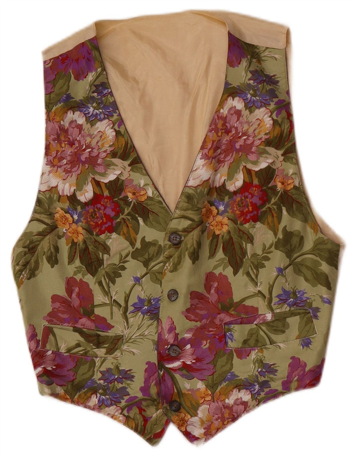 Vintage Herren Weste XS Khaki Floral