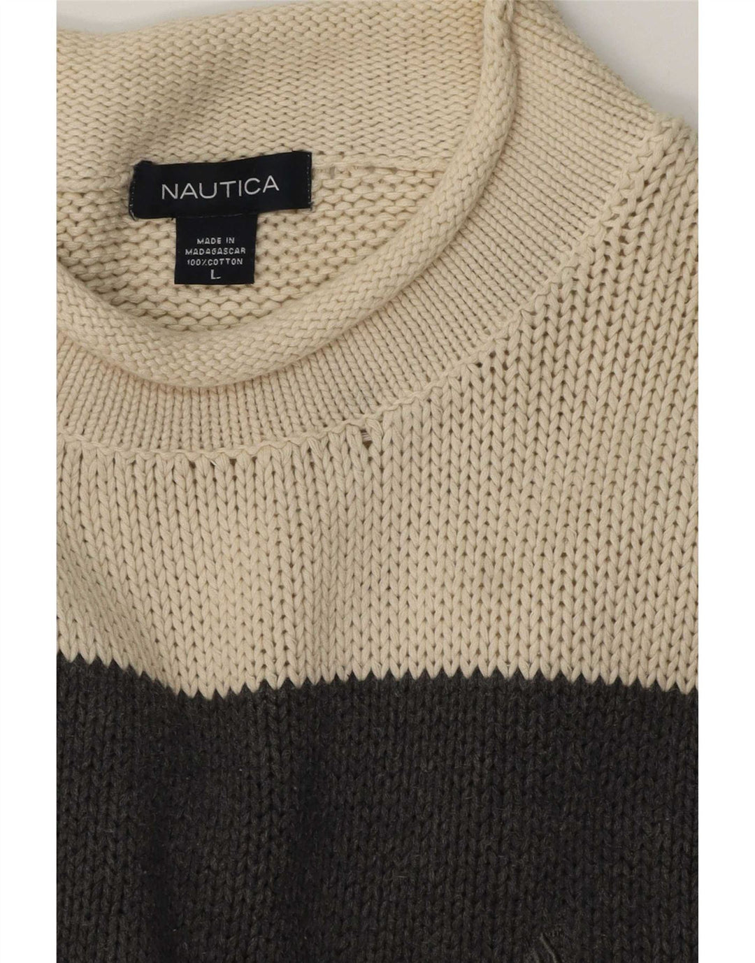 Nautica Herren-Pullover mit Rollkragen, groß, graue Baumwolle im Farbblockdesign