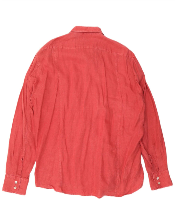 Hugo Boss Herren Slim Fit Hemd XL Rot Leinen