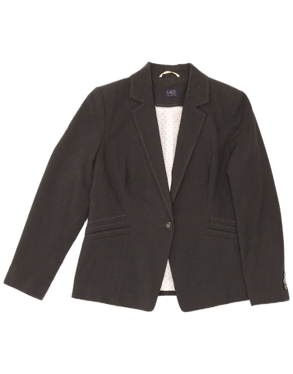 Marks & Spencer Damen-Blazerjacke mit 1 Knopf, UK 16, Größe L, Grau, Polyester