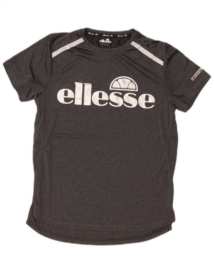 Ellesse Herren-T-Shirt mit schmaler Passform, Grafik, Größe S, Grau, Polyester