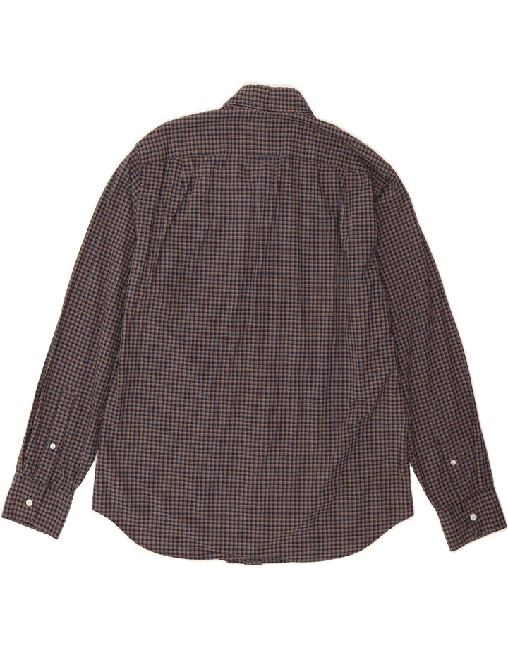 J. CREW Mens Mercantile Flex Shirt Large Navy Blue Check Cotton Vintage J. Crew and Second-Hand J. Crew from Messina Hembry 