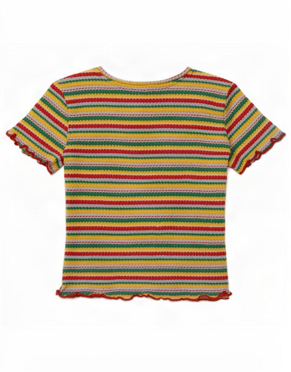 Zara Damen Trafaluc Crop Bluse Top UK 8 Small Mehrfarbig gestreift