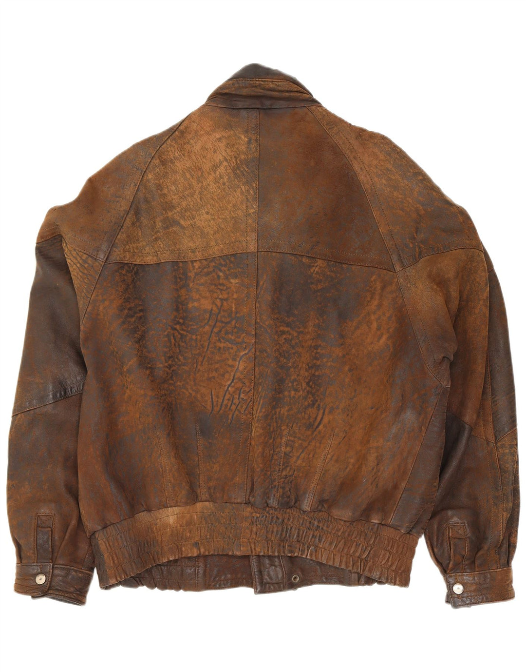 Gina Bacconi Herren Leder Bomberjacke UK 36 Small Brown Patchwork Retro