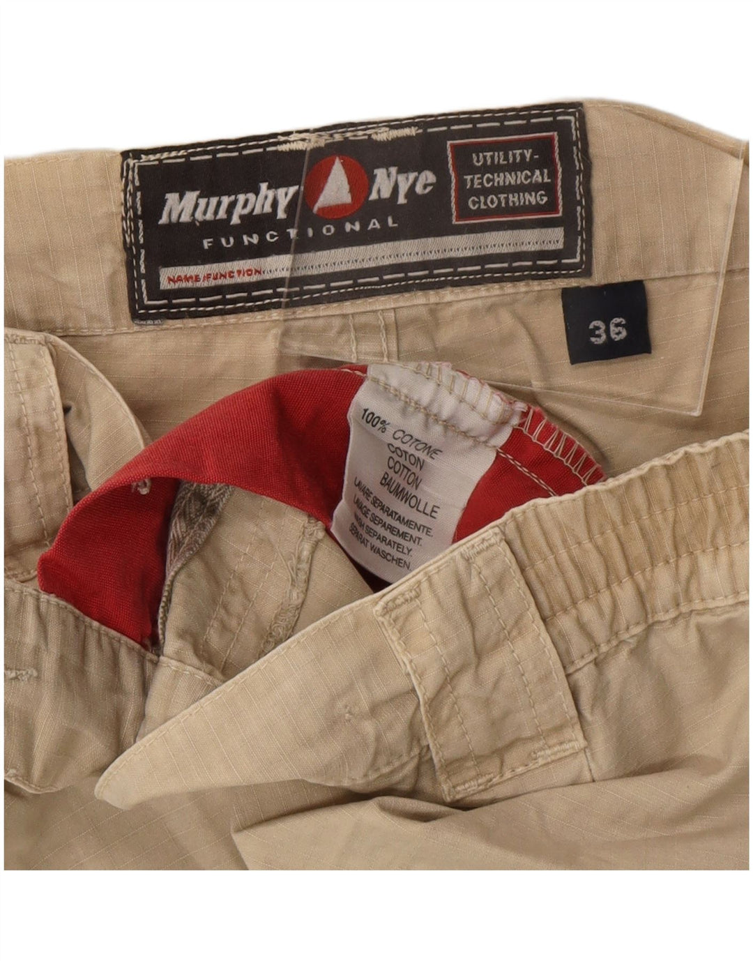 MURPHY & NYE Herren-Cargo-Shorts, W36, Größe L, Beige, Baumwolle