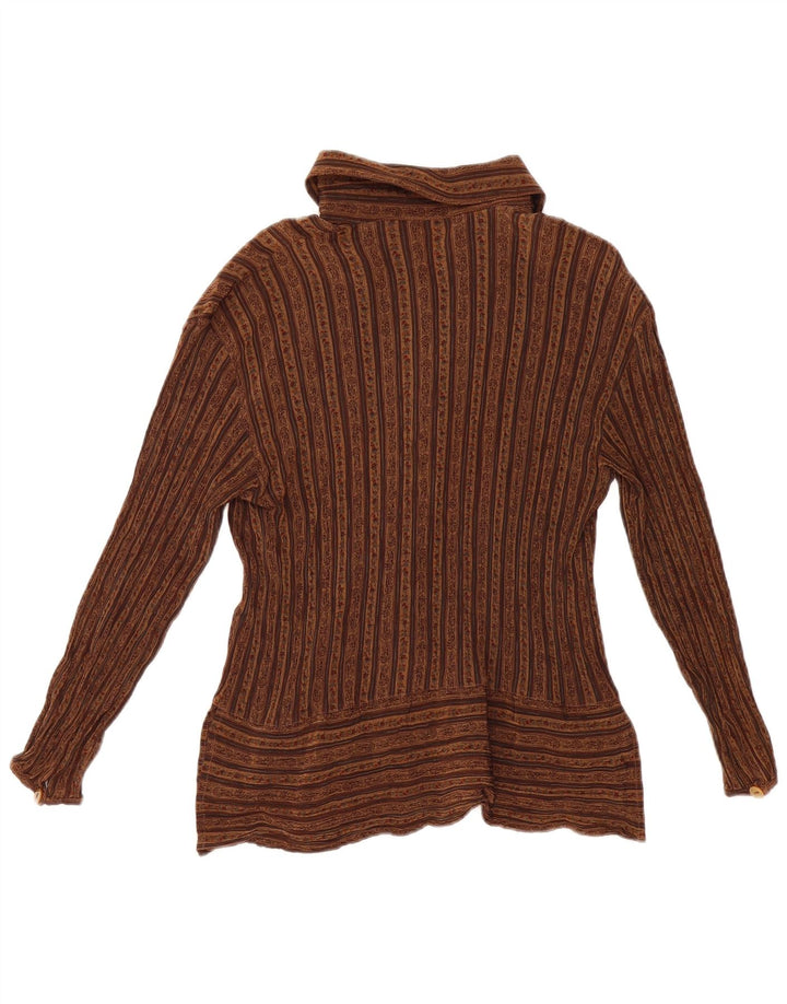 VINTAGE Damen Hemdbluse UK 10 Small Brown Floral Acetate