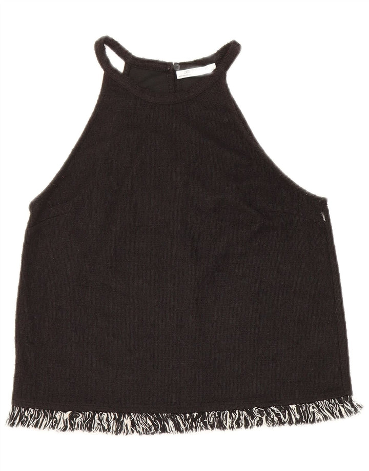 Zara Damen Trafaluc Crop Neckholder Top UK 10 Small Schwarz