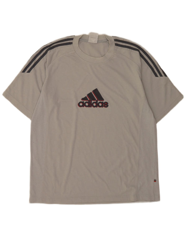 Adidas Herren Grafik T-Shirt Top UK 42/44 Große graue Baumwolle