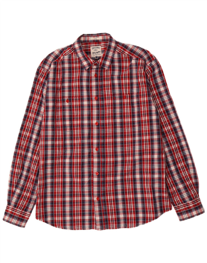 Wrangler Herrenhemd, groß, rot kariert, Baumwolle