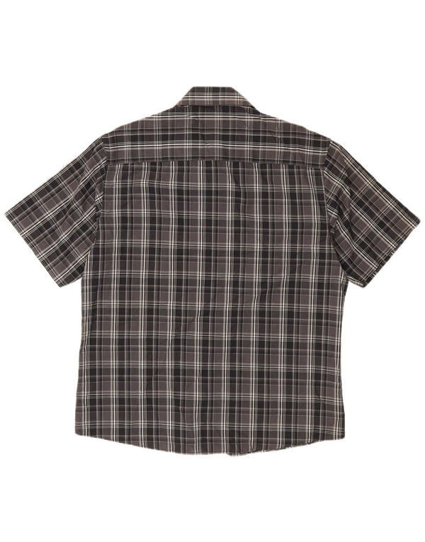 Pierre Cardin Herren-Kurzarmhemd XL, schwarz kariert, Polyester