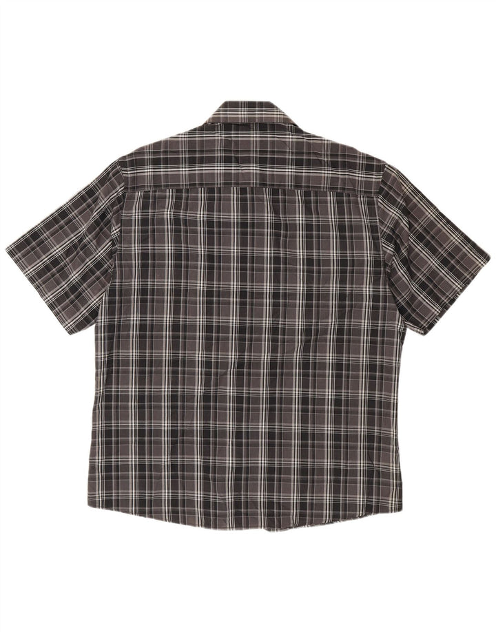 Pierre Cardin Herren-Kurzarmhemd XL, schwarz kariert, Polyester