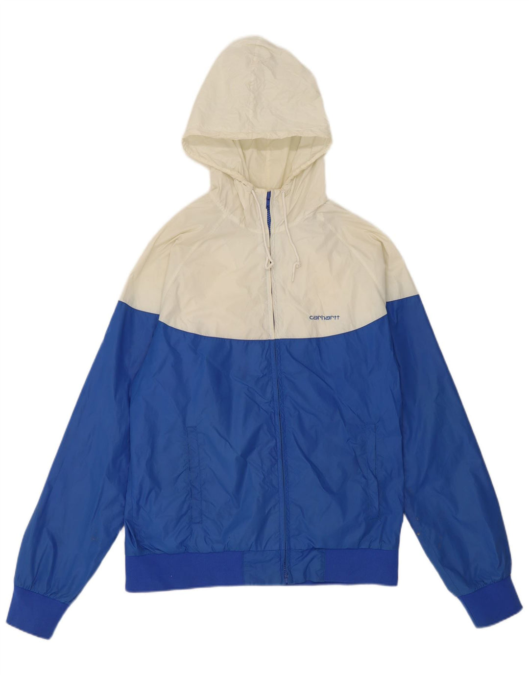 Carhartt Damen-Regenjacke mit Kapuze, UK 14, mittelblaues Colourblock-Nylon