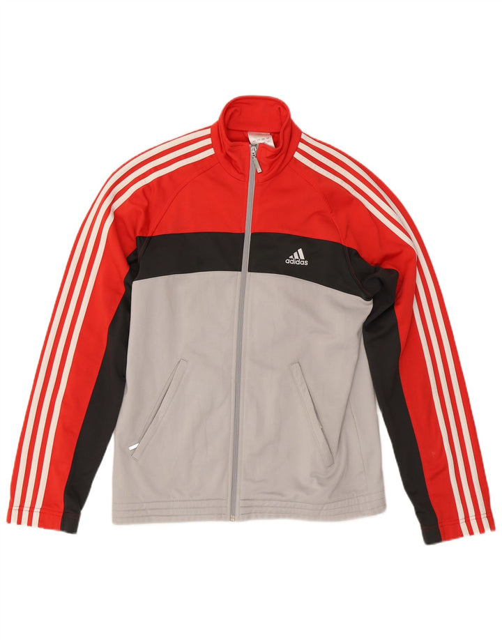Adidas Herren-Trainingsanzug-Top-Jacke, UK 36/38, kleines rotes Farbblock-Polyester