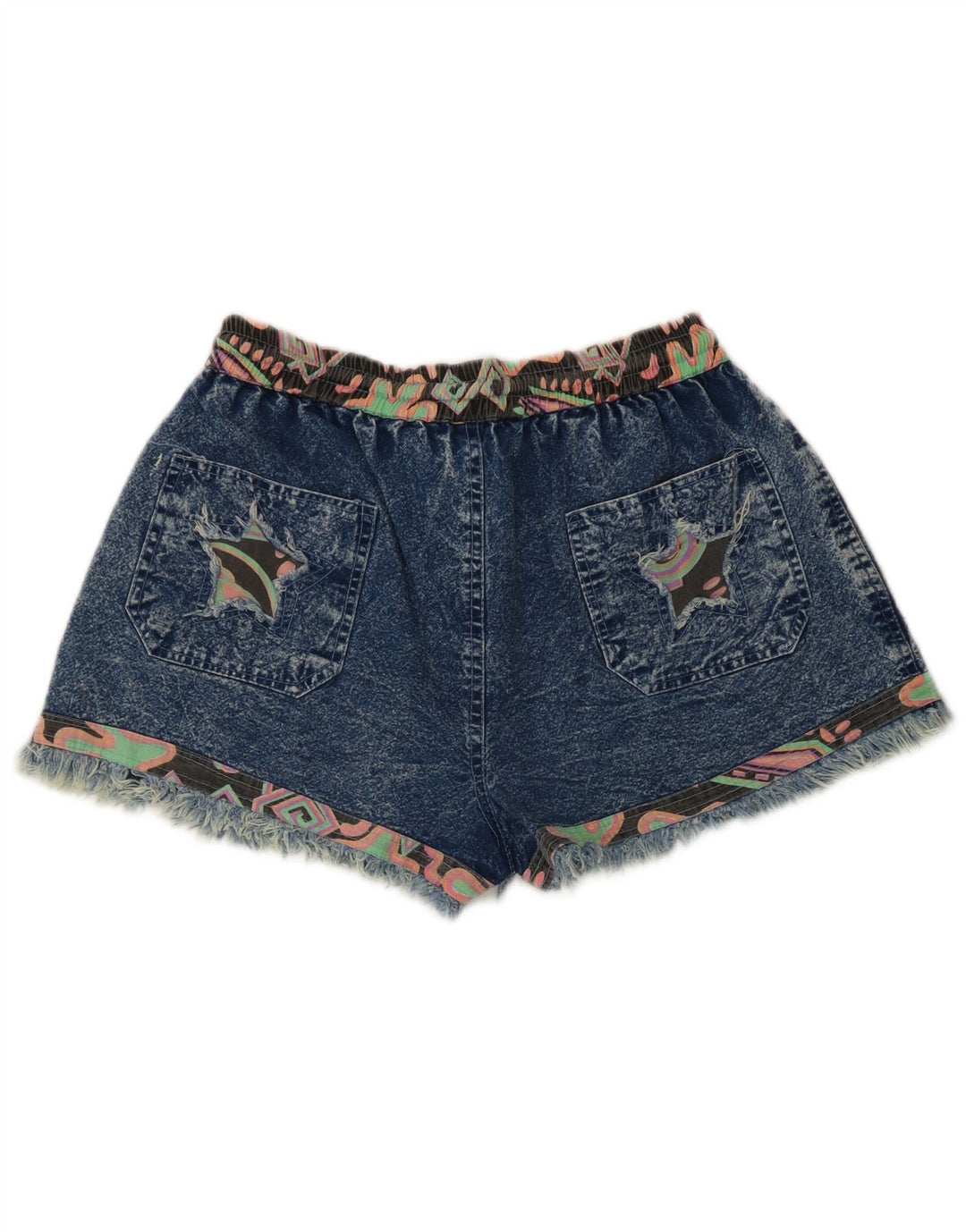 Vintage Damen Jeansshorts Medium W28 Blau Patchwork