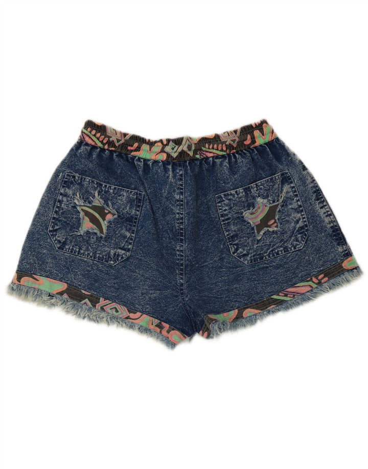Vintage Damen Jeansshorts Medium W28 Blau Patchwork