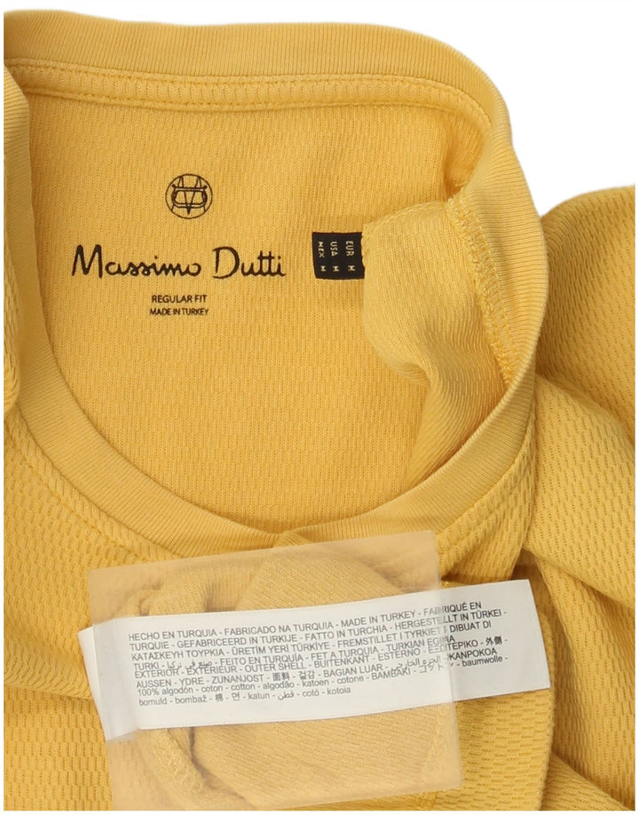 Massimo Dutti Herren-T-Shirt mit normaler Passform, mittelgelbe Baumwolle