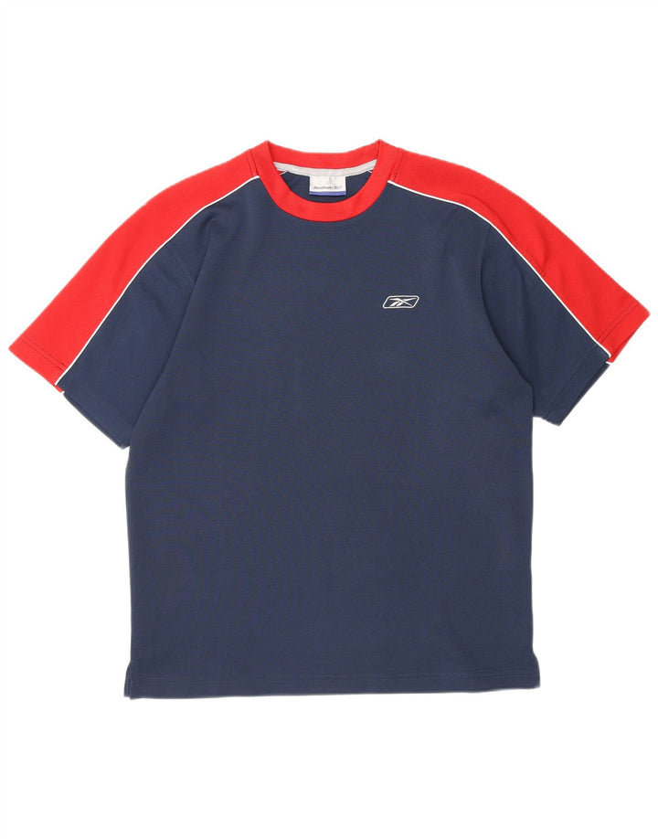 Reebok Herren T-Shirt Top Small Marineblau Colourblock Polyester