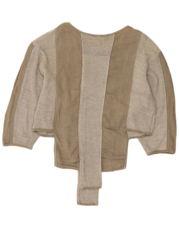 Vintage Damen Pullover mit U-Boot-Ausschnitt, Gr. 18, XL, Grau, Farbblock