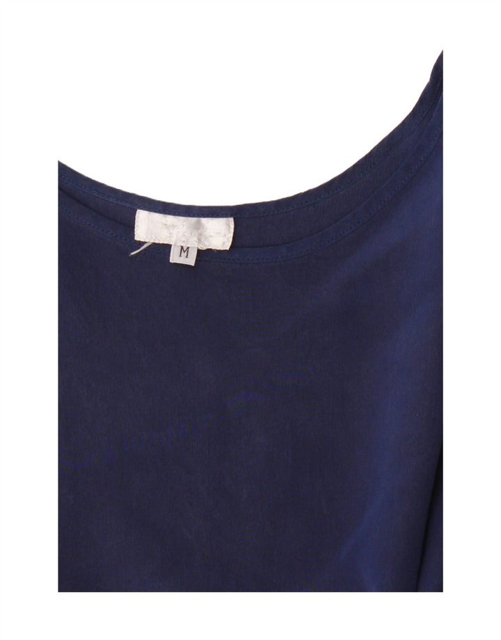 Vintage Damen Ärmelloses Blusentop UK 14 Medium Marineblau