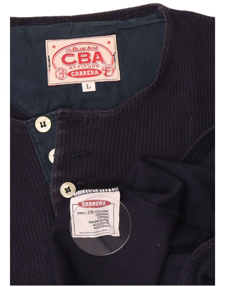 Carrera Herren-Top, langärmelig, groß, marineblau, Baumwolle