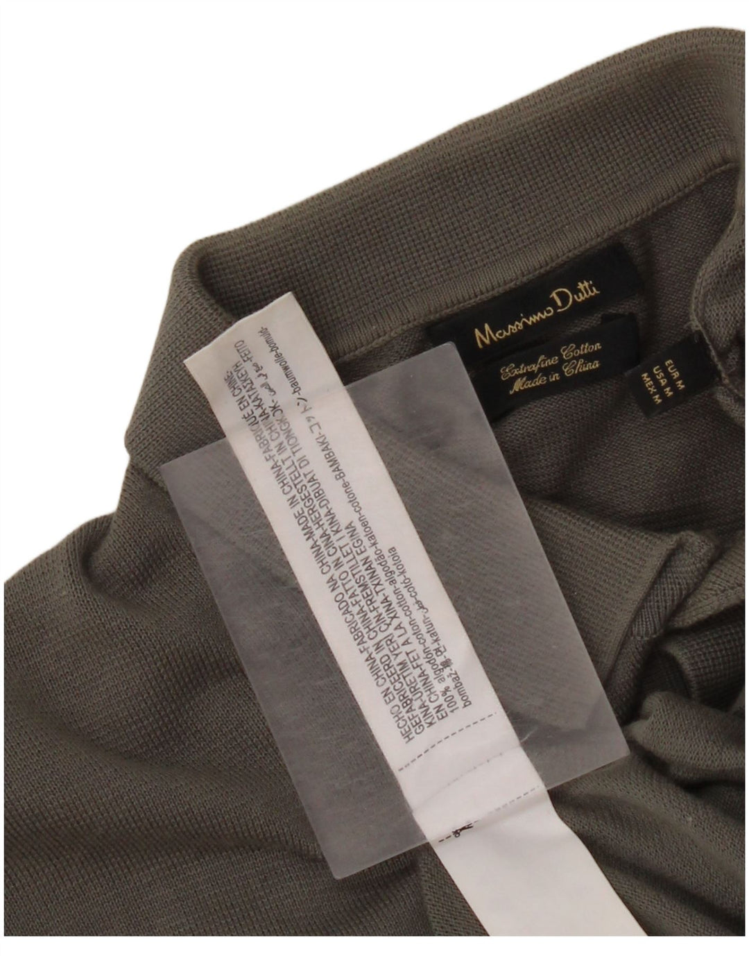 Massimo Dutti Herren Kurzarm-Polo-Pullover aus mittelgrauer Baumwolle