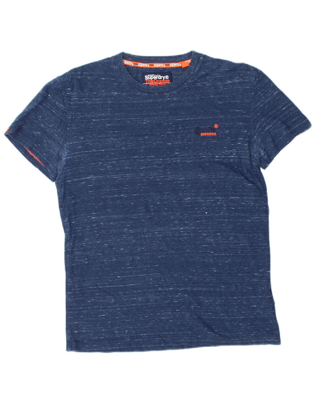 SUPERDRY Herren T-Shirt-Oberteil aus mittelblau gesprenkelter Baumwolle