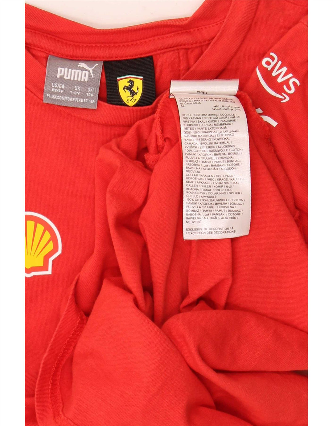 Puma Jungen Ferrari Graphic T-Shirt Top 7–8 Jahre Rot