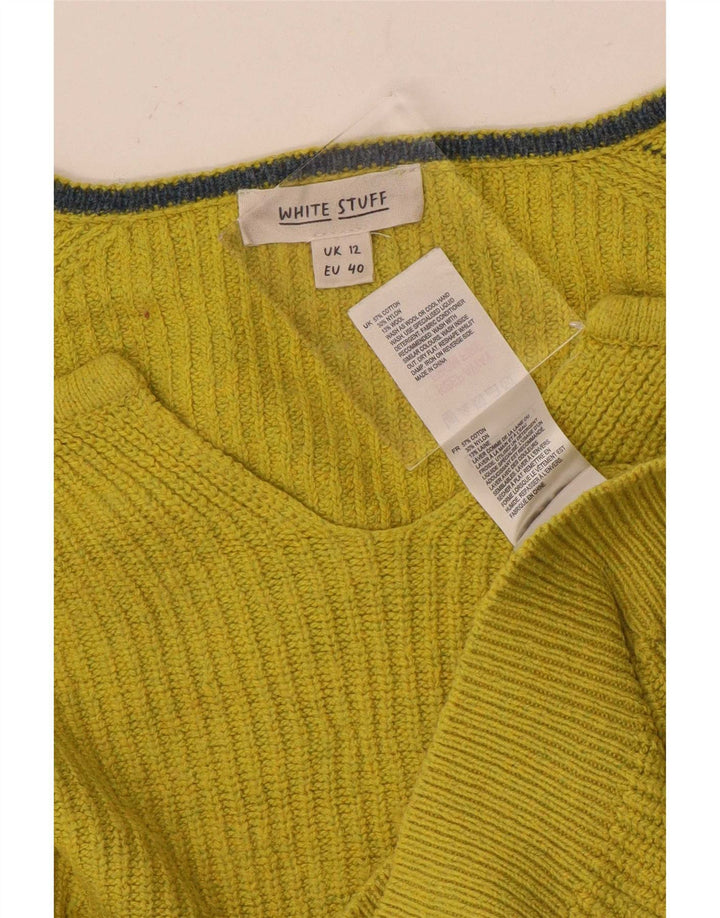 White Stuff Damen Crop V-Ausschnitt Pullover Pullover UK 12 Mittelgelb