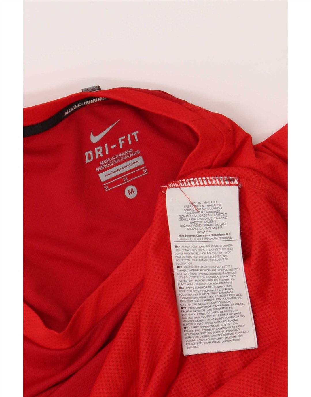 Nike Herren Dri Fit T-Shirt-Oberteil Mittelrotes Farbblock-Polyester