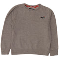SUPERDRY Damen-Sweatshirt-Pullover UK 16 Large Grau gefleckte Baumwolle