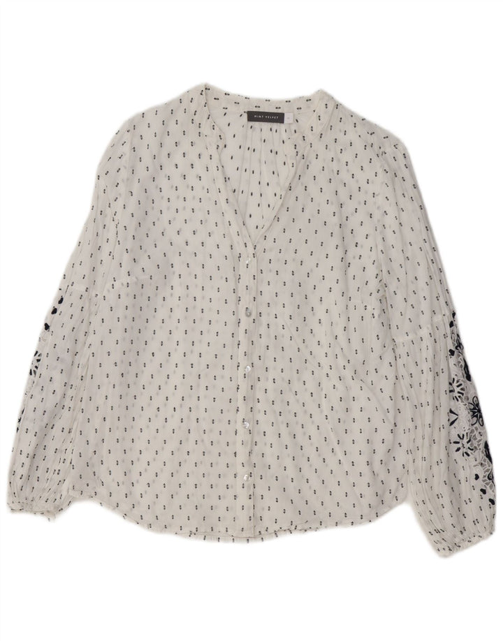 MINT VELVET Damen-Hemdbluse mit Grafik, UK 44, Größe L, weiß, geblümt, Baumwolle