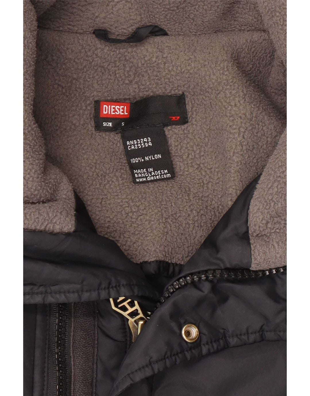 Diesel Herren Wattierte Jacke UK 36 Small Schwarz Nylon
