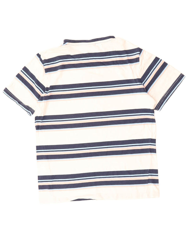 ELLESSE Damen Grafik-T-Shirt-Oberteil UK 16 Große weiß gestreifte Baumwolle