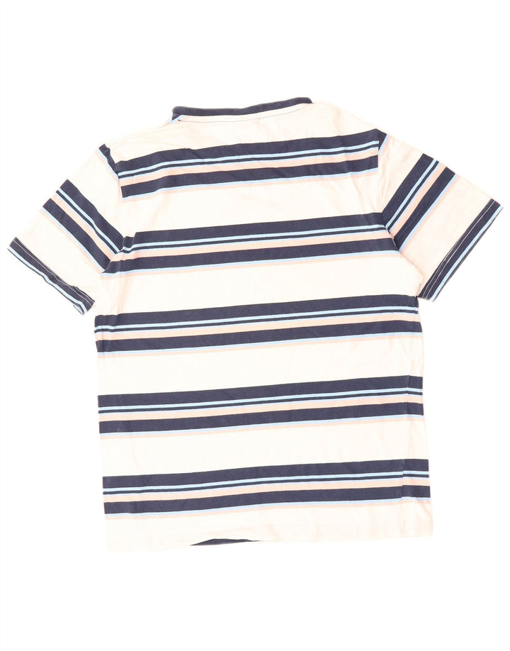 ELLESSE Damen Grafik-T-Shirt-Oberteil UK 16 Große weiß gestreifte Baumwolle