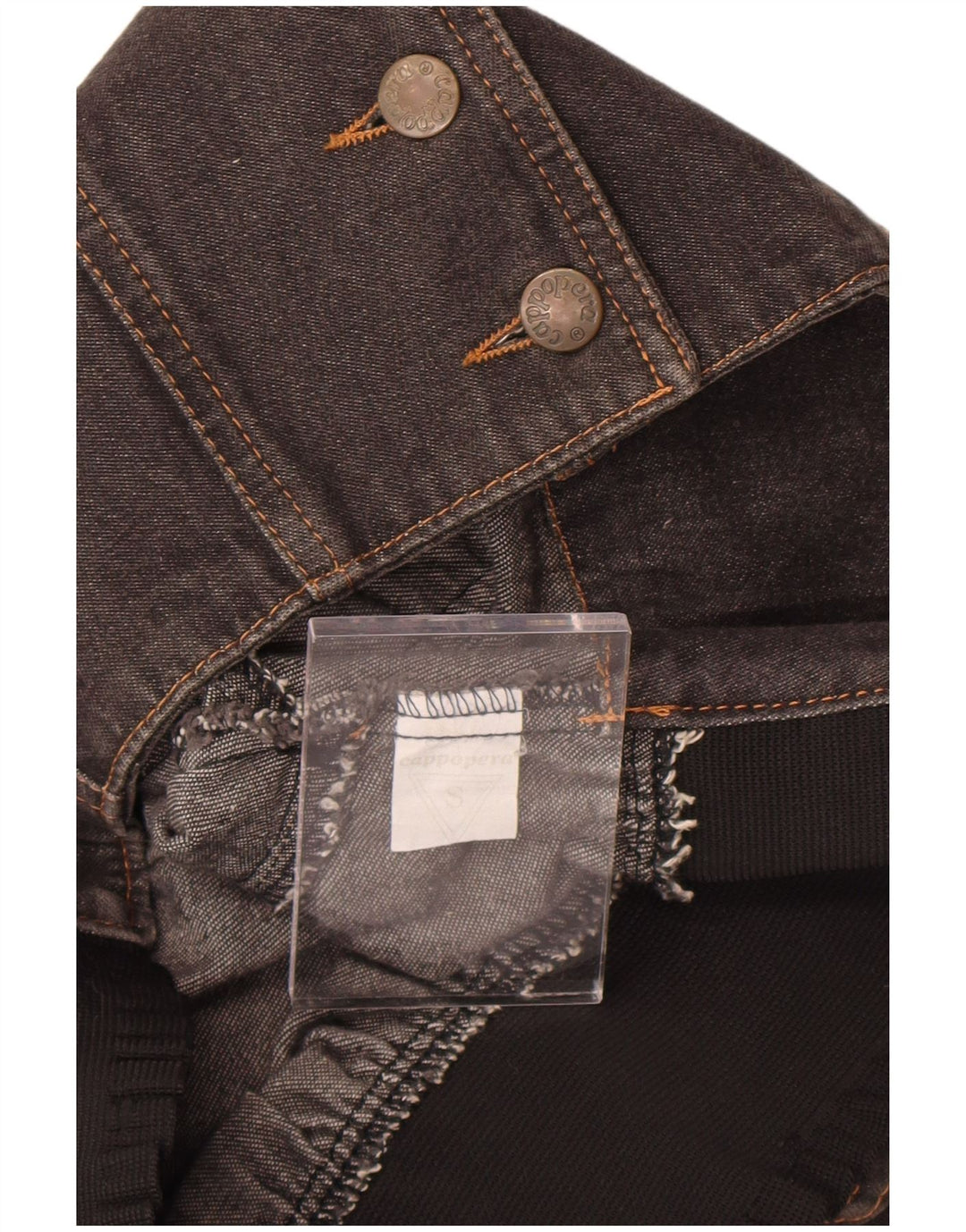 Cappopera Damen Crop Denim Jacke UK 10 Small Grau geblümte Baumwolle