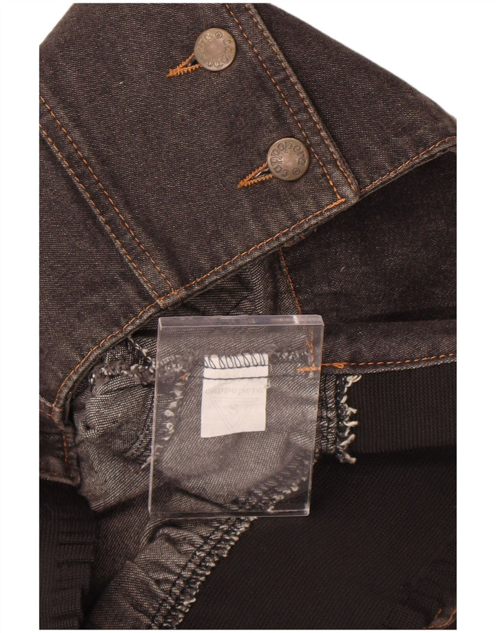 Cappopera Damen Crop Denim Jacke UK 10 Small Grau geblümte Baumwolle