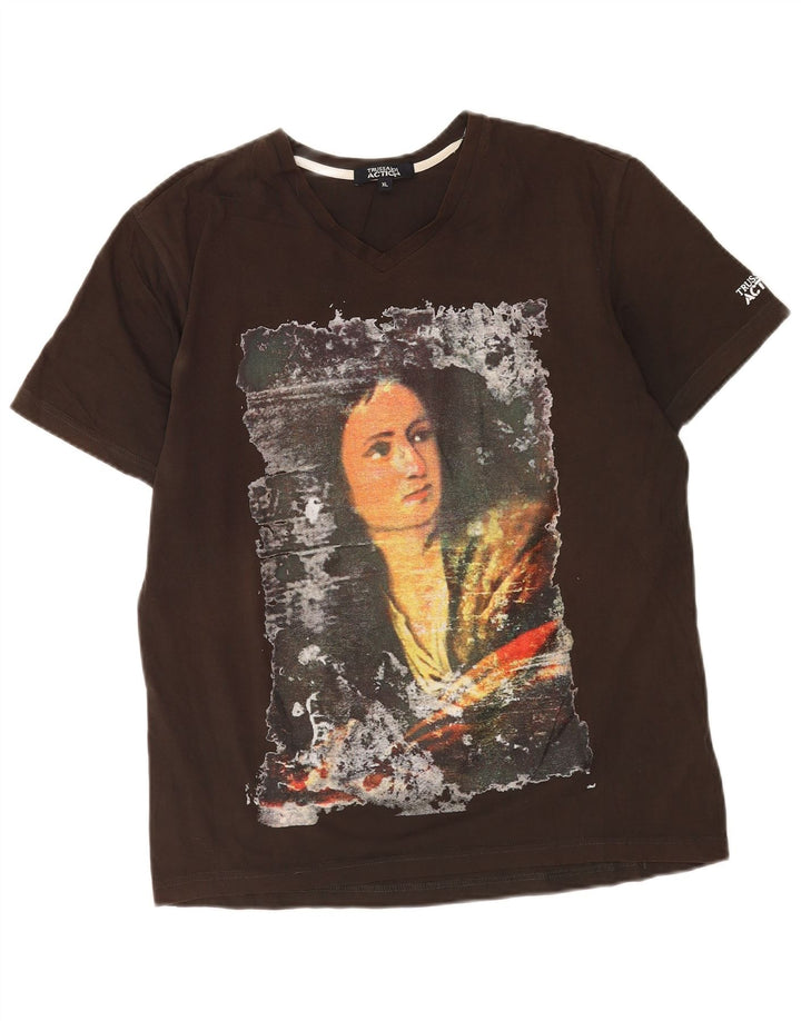 Trussardi Herren Grafik T-Shirt Top XL Braun