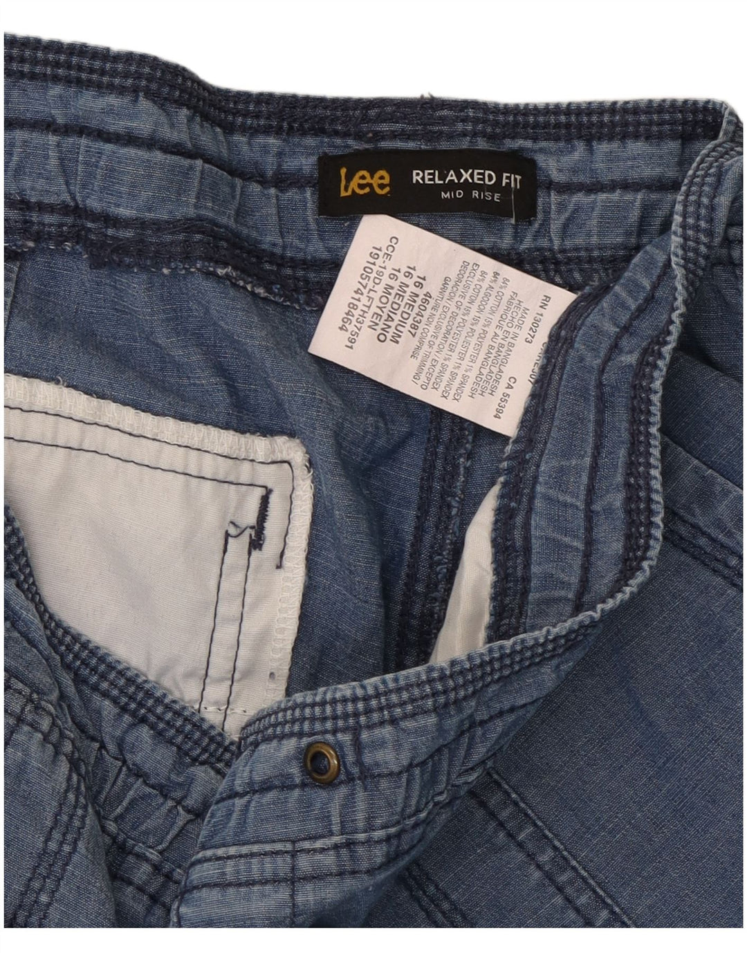 Lee Damen Relaxed Fit Mid Rise Bermuda Shorts UK 16 2XL W38 Blaue Baumwolle