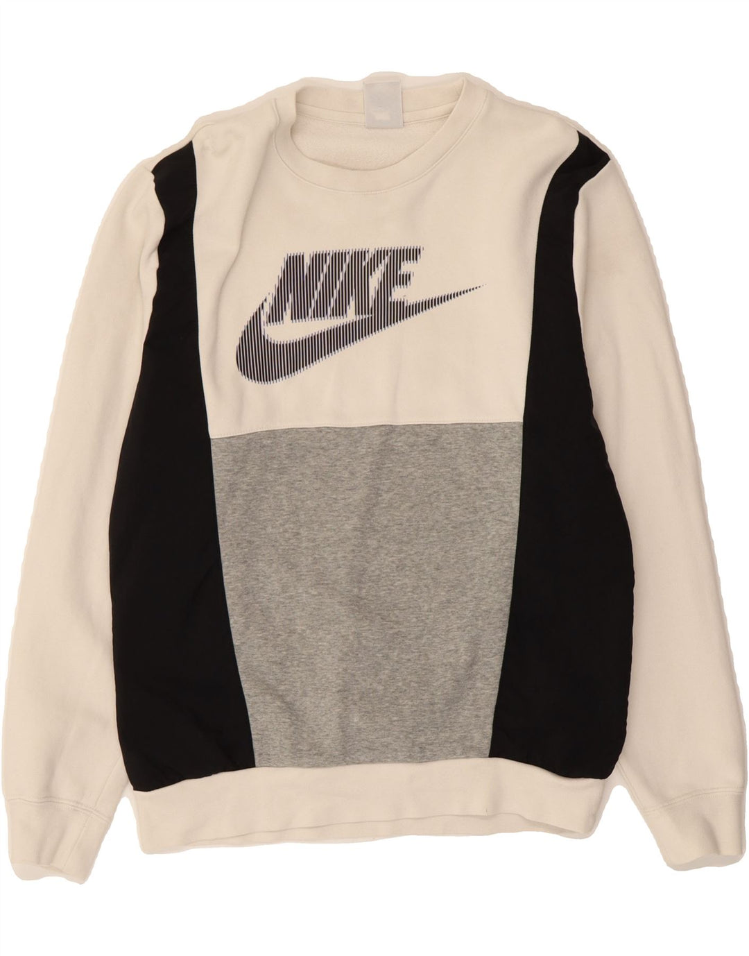 NIKE Herren-Sweatshirt mit Grafik, Größe S, Weiß, Farbblock-Baumwolle